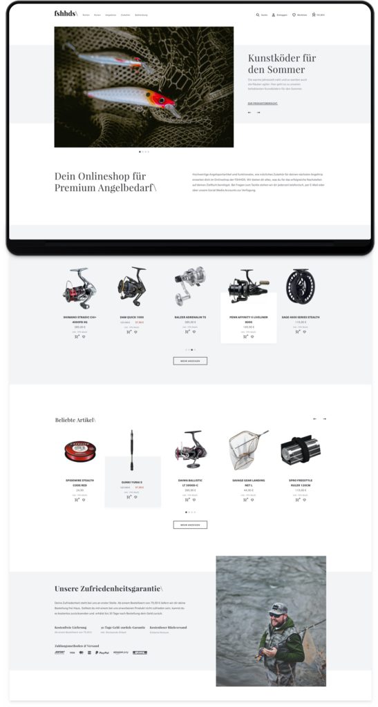 Onlineshop Startseite Layout